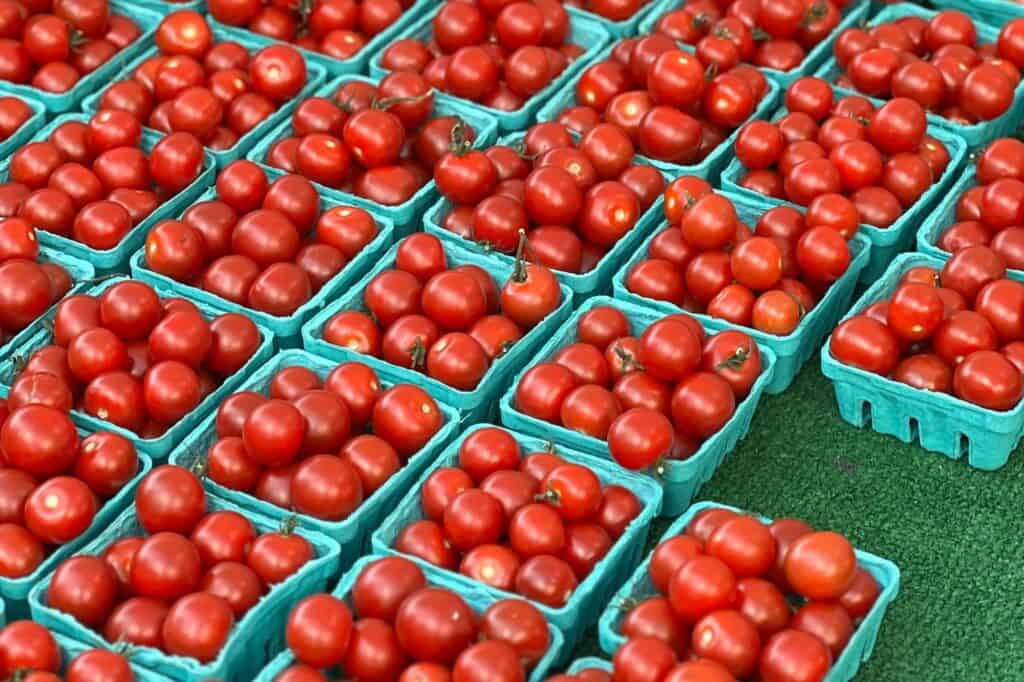 Tomatoes for sale in a market