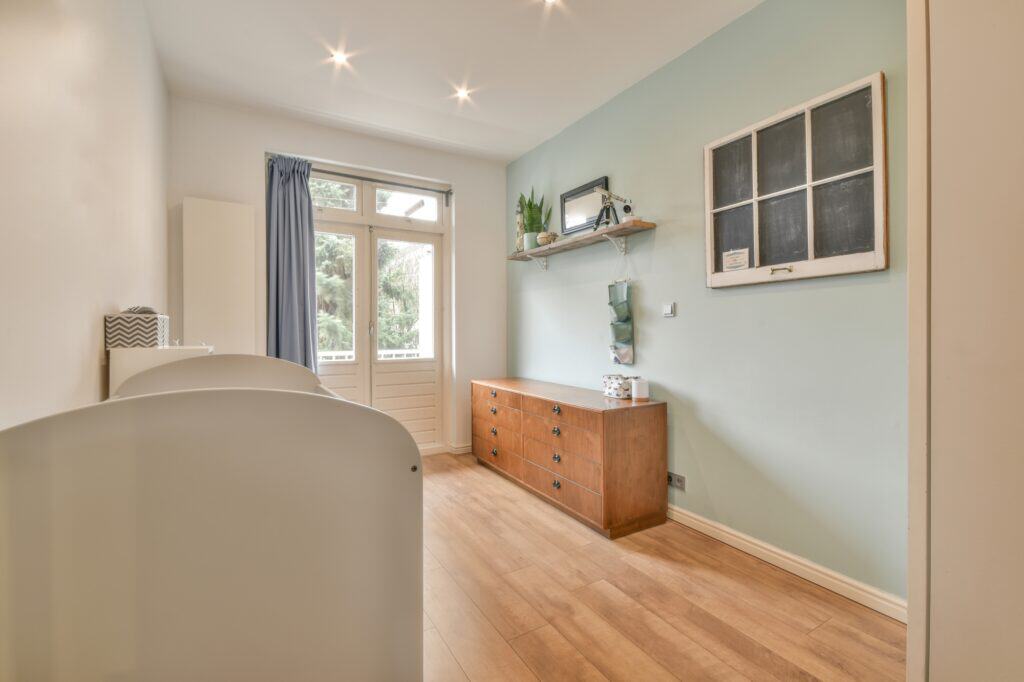 Bed and wardrobe in a small bedroom